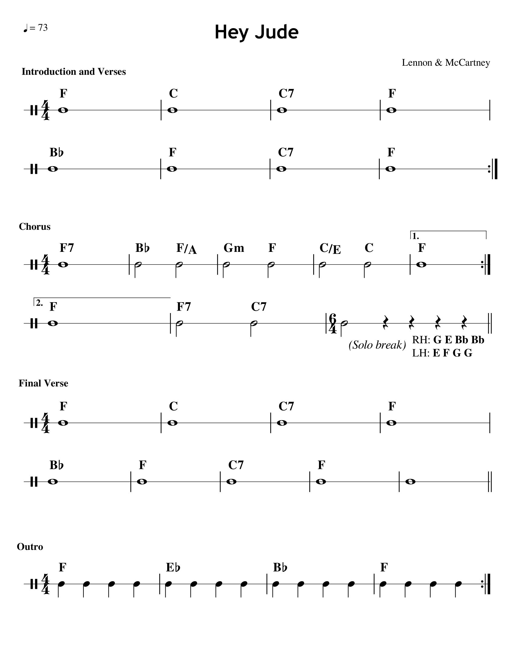 Hey Jude for guitar. Guitar sheet music and tabs.